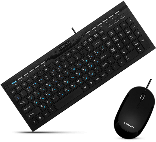 Latest Mouse And Keyboard Combos For Computer With - Crown Cmmk-855 Black/slim (640x640), Png Download