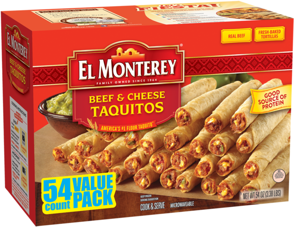 How Many Calories Are In Taquitos - El Monterey Taquitos (600x463), Png Download