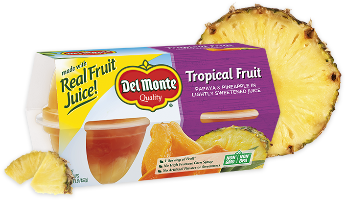 Tropical Fruit, Fruit Cup® Snacks - Del Monte Mandarin Oranges In Light Syrup 4-4 Oz. Cup (1050x407), Png Download