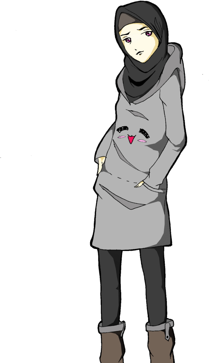 Me On Hijab By Hanabi90 On Deviantart - Hijab Sketch Transparent Background (1024x1307), Png Download