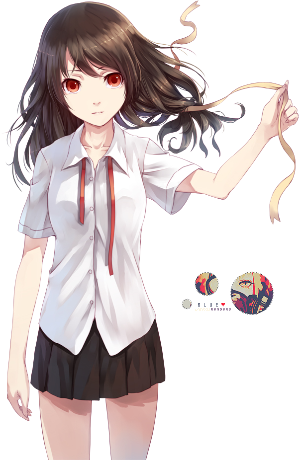Alyssasage1 - Anime Girl With Brown Hair And Red Eyes (655x950), Png Download