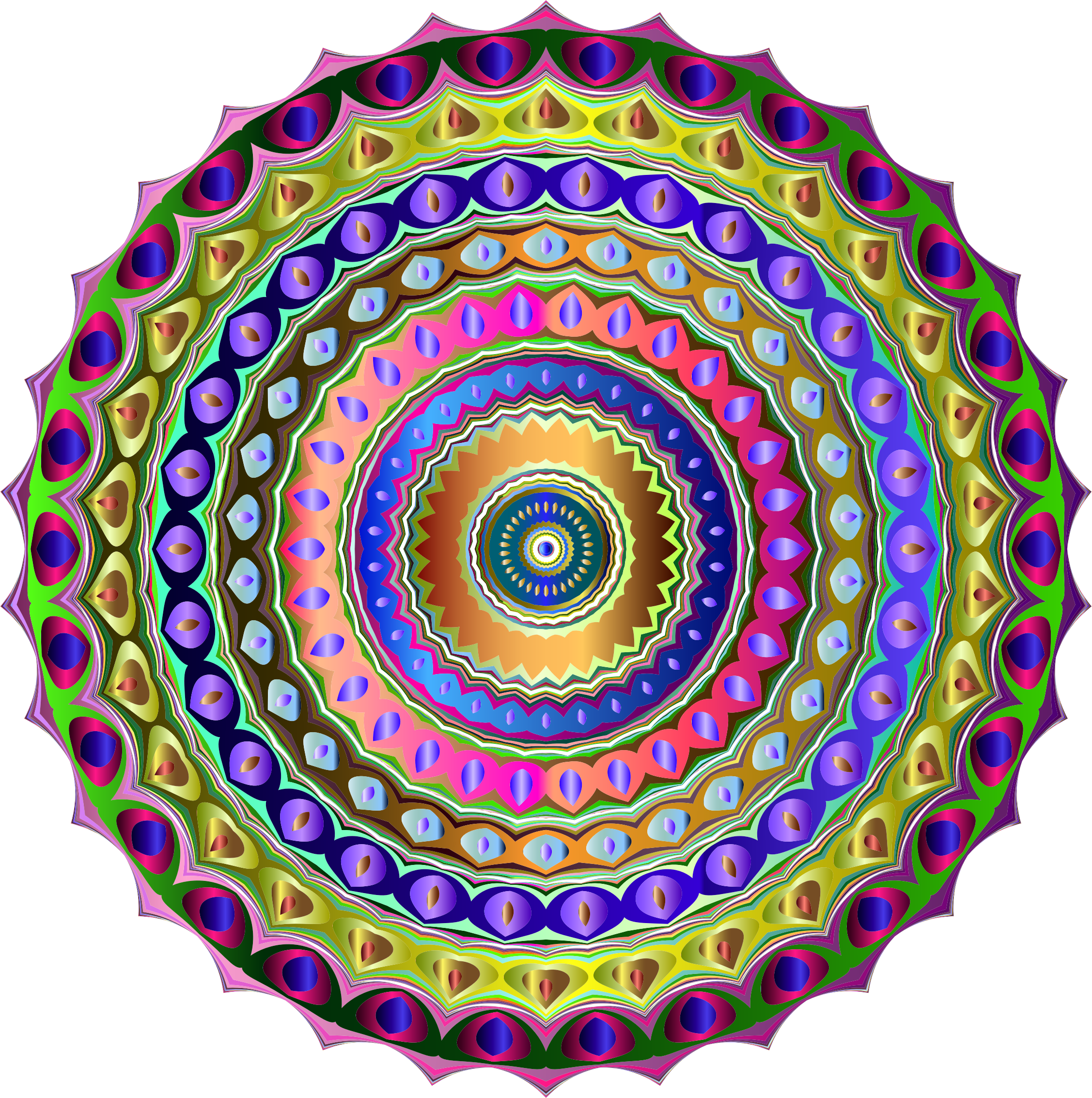 Big Image - Regenbogen-mandala Runder Magnet 5,7 Cm (2254x2266), Png Download