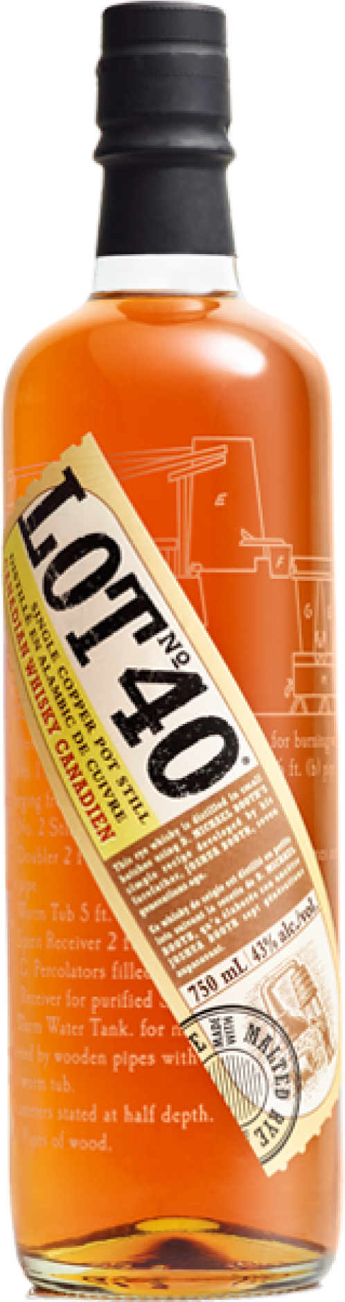 The Canadian Whisky Awards Named Lot No - Lot No 40 Canadian Rye Whisky - 750 Ml Bottle (780x1875), Png Download