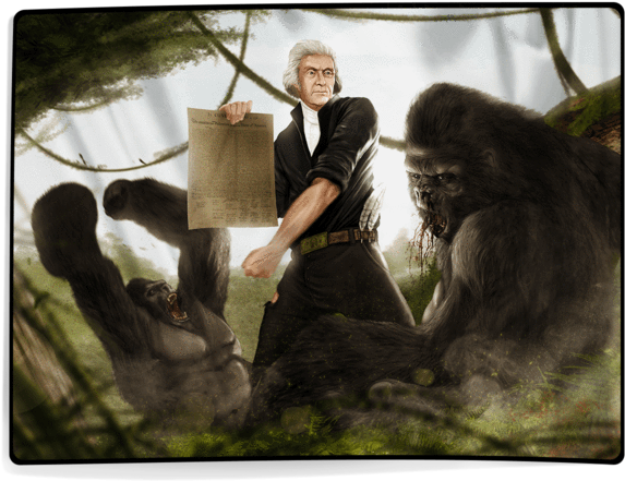 Thomas Jefferson Vs Gorilla (600x600), Png Download
