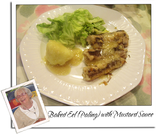 Eel Baked With Mustard Sauce (dutch) - Mustard (558x490), Png Download