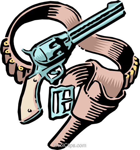 Old West Guns And Holster Royalty Free Vector Clip - Gun Holster Clip Art (448x480), Png Download