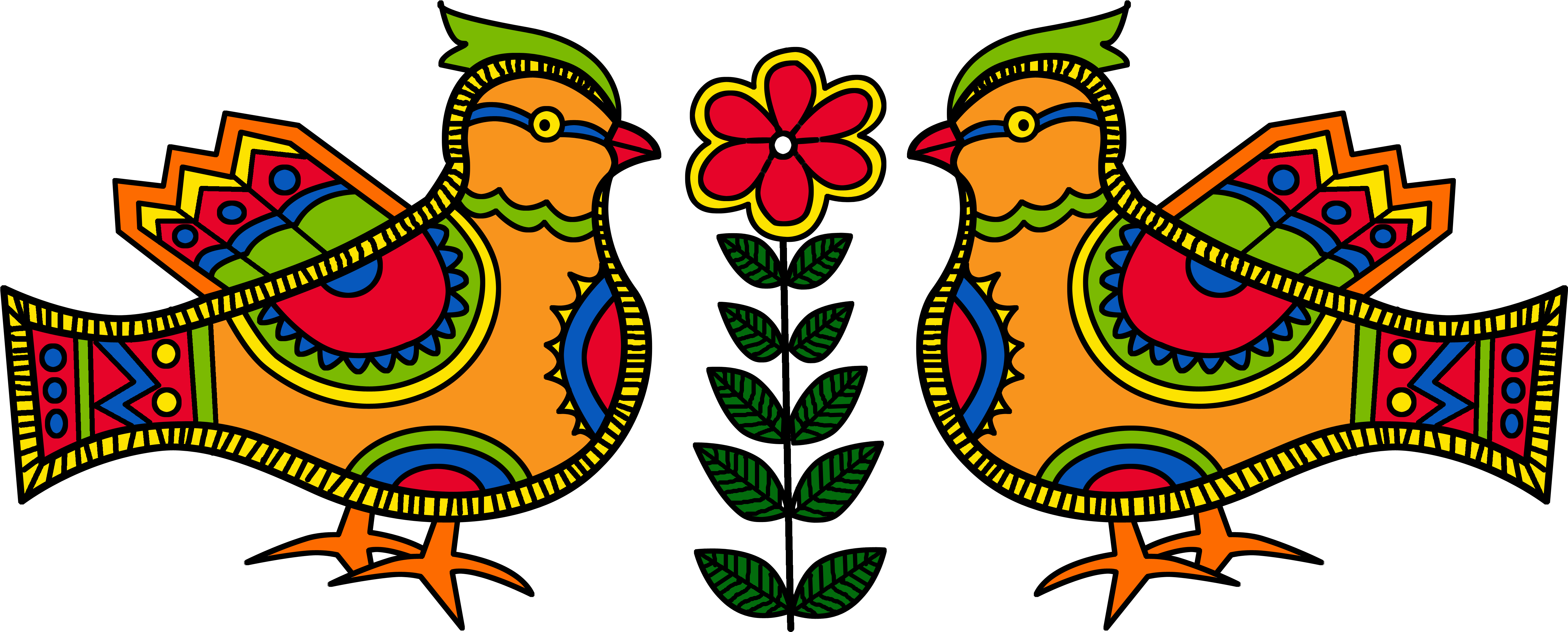 Madhubani Motif, Hand Drawn And Digitally Colored Madhubani - Madhubani Art (5906x3071), Png Download