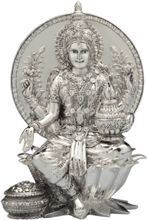 Laxmi On Lotus Idol - Lakshmi Idol (300x450), Png Download