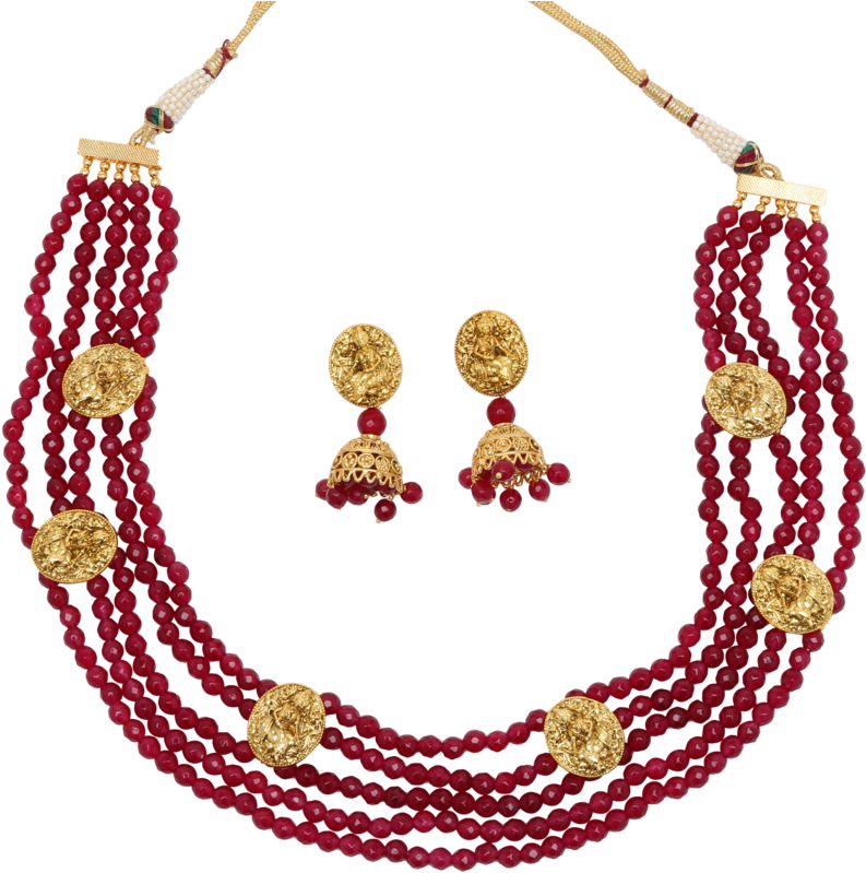 Laxmi Ruby Necklace Sets - Necklace (800x800), Png Download