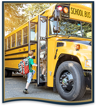 Bus Routes - Getting On The School Bus (318x378), Png Download