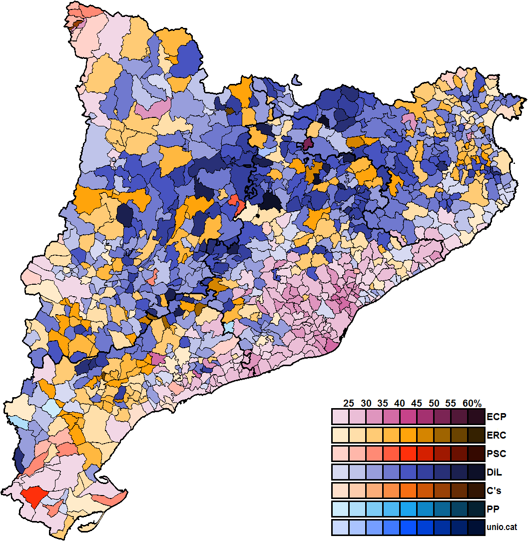 File - - Catalonia Election Map 2017 (1057x1083), Png Download