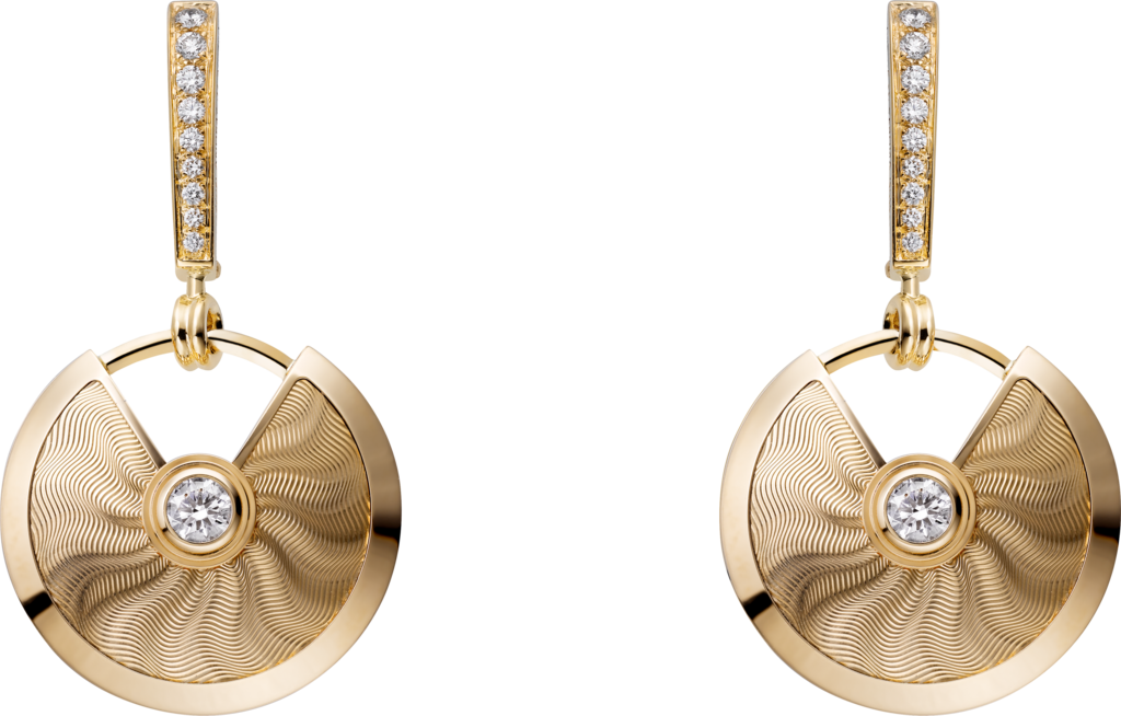 Amulette De Cartier Earrings, Small Modelyellow Gold, - Amulette De Cartier 18ct Pink Gold, Onyx (1024x654), Png Download