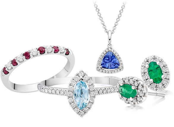 Birthstone Jewellery - 18ct White Gold Emerald Diamond Halo Stud Earrings (600x427), Png Download