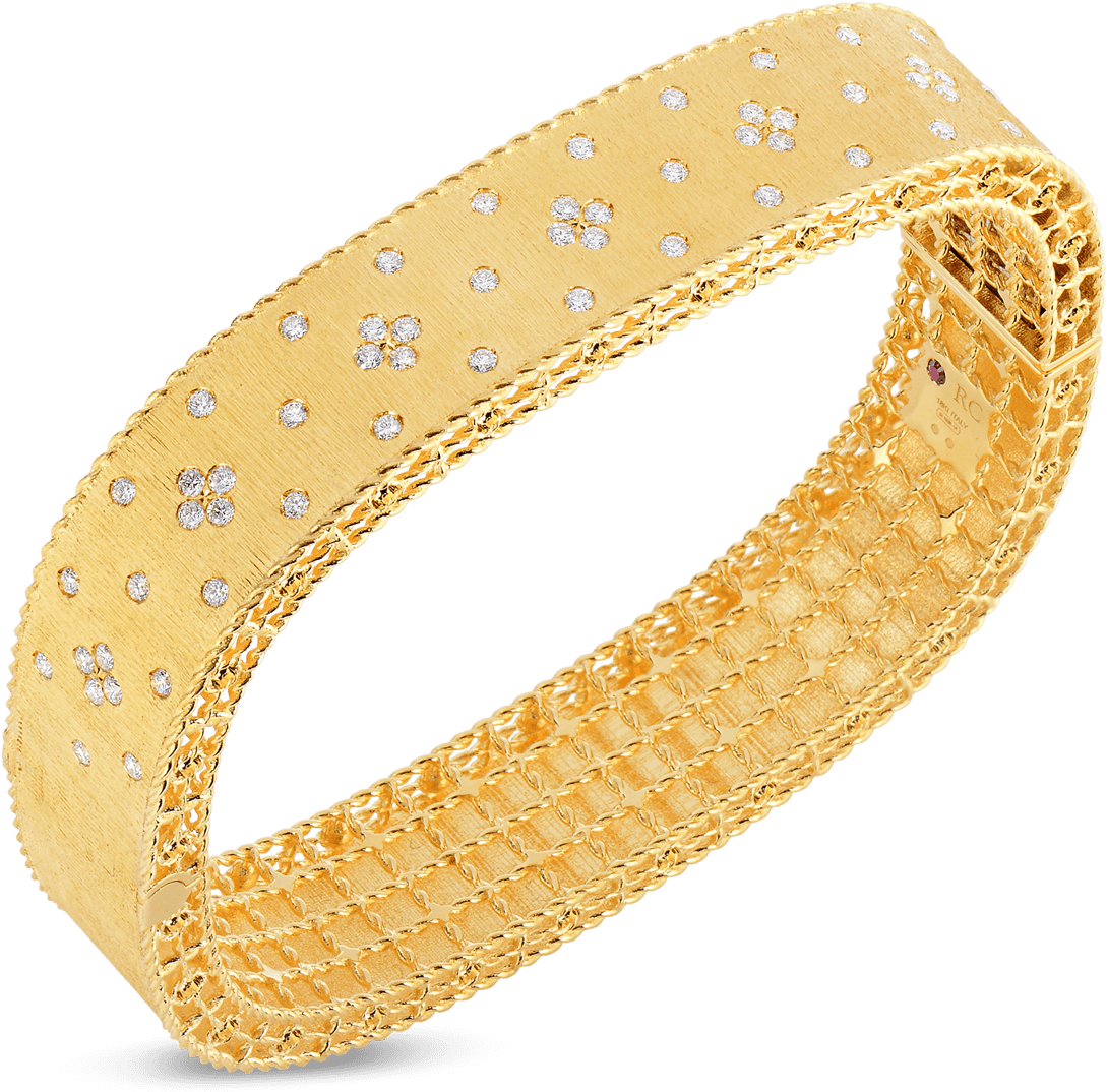 Roberto Coin Princess 18k Yellow Gold Satin Finish - Roberto Coin Princess Bangle (1600x1600), Png Download