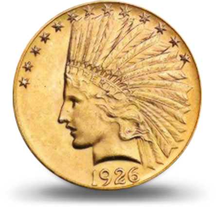$10 Gold Indian - United States Of America (460x500), Png Download