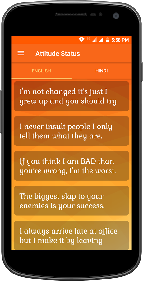 Attituide Status For Android - Android Application Package (460x900), Png Download