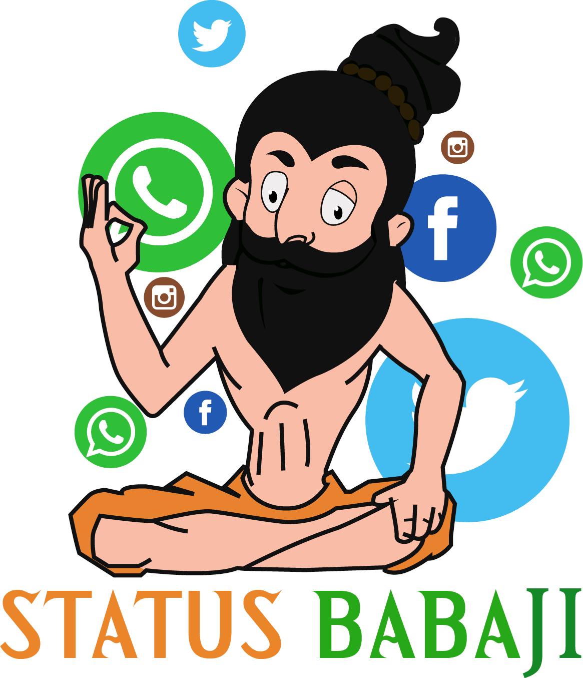 Two Major Social Networking Application And Peoples - Baba Ji Cartoon Png (1165x1354), Png Download