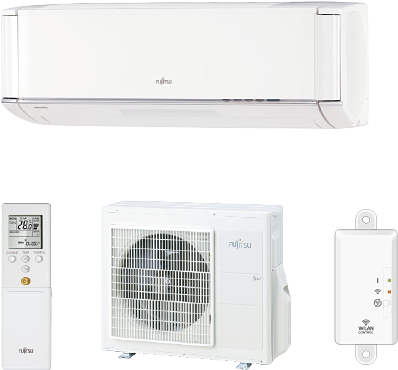 Indoor Unit, Remote Controller, Outdoor Unit, Wireless - Fujitsu General Asha 12 Lgc (674x450), Png Download