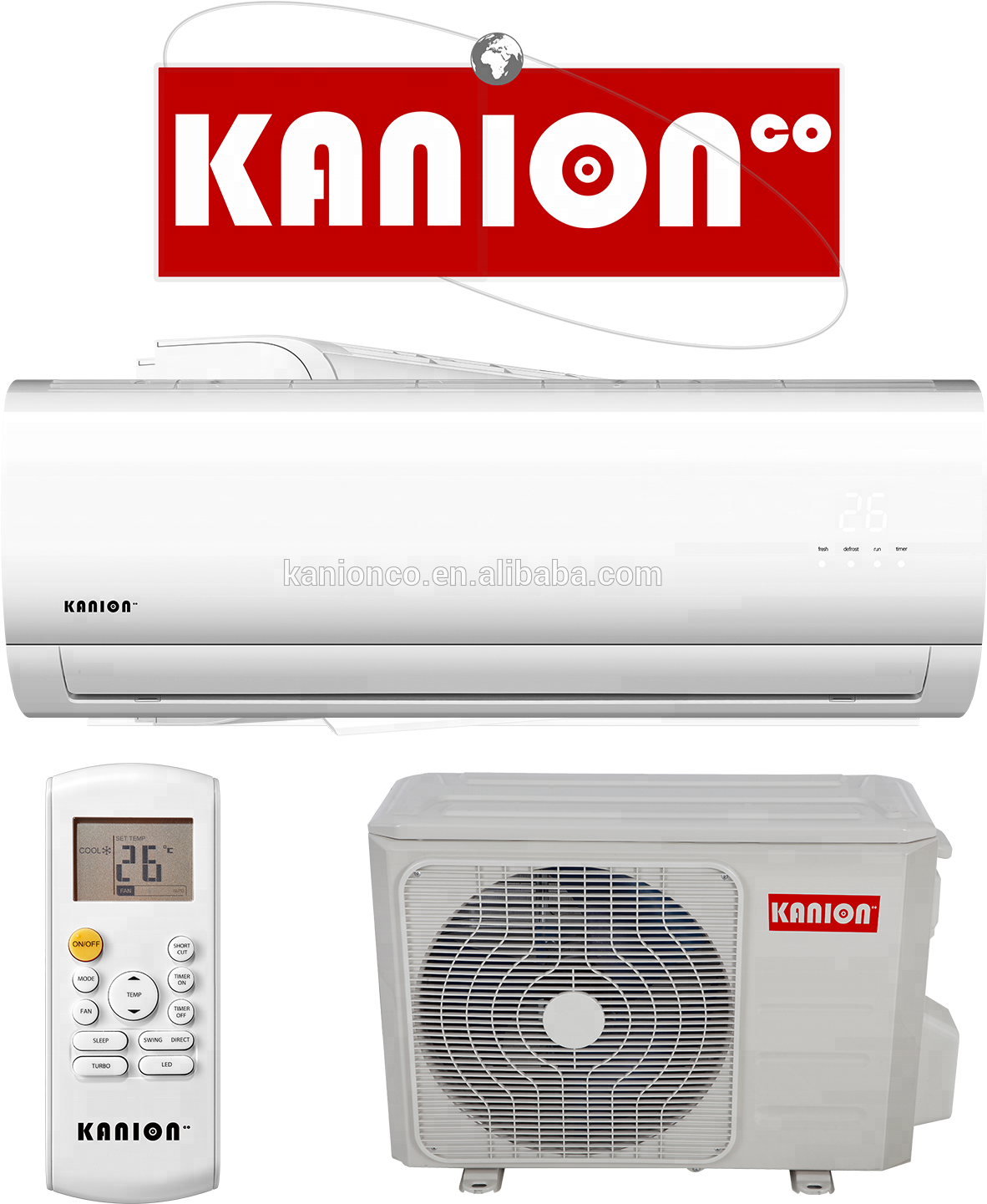 Kanion Mini Split Ac 1ton 12000btu Inverter Wall Split - Kanion Air Condition (1403x1574), Png Download