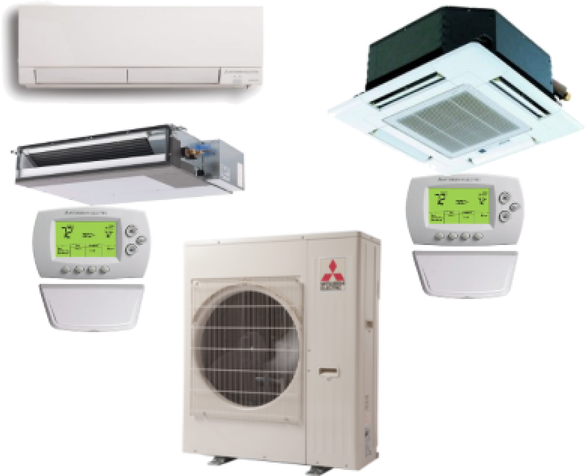 Mitsubishi 5 Zone 42k Btu Heat Pump With Up To Five - Heat Pump Indoor Units (1200x1200), Png Download