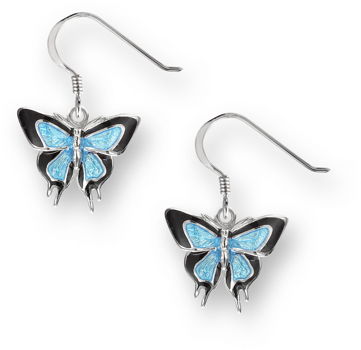 Nicole Barr Designs Sterling Silver Butterfly Wire - Green Enamel Butterfly Wire Earrings - Sterling Silver (800x800), Png Download