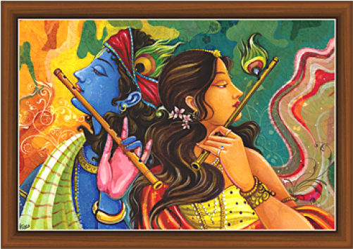 Radha Krishna Paintings - Radha Krishna (500x500), Png Download
