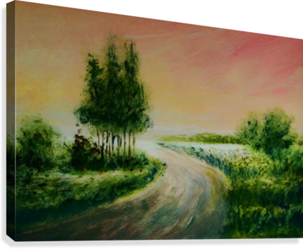 Evening Canvas Print - Dirt Road (429x352), Png Download