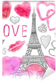 Design Set With Watercolor And Graphic Love Symbols - Graphics (400x400), Png Download