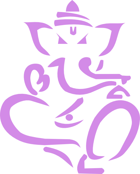 Purple Ganesh Clip Art - Black And White Ganpati (480x595), Png Download