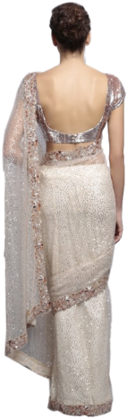 Ivory Color Designer Saree With Sequin Work - Gujarat (386x480), Png Download