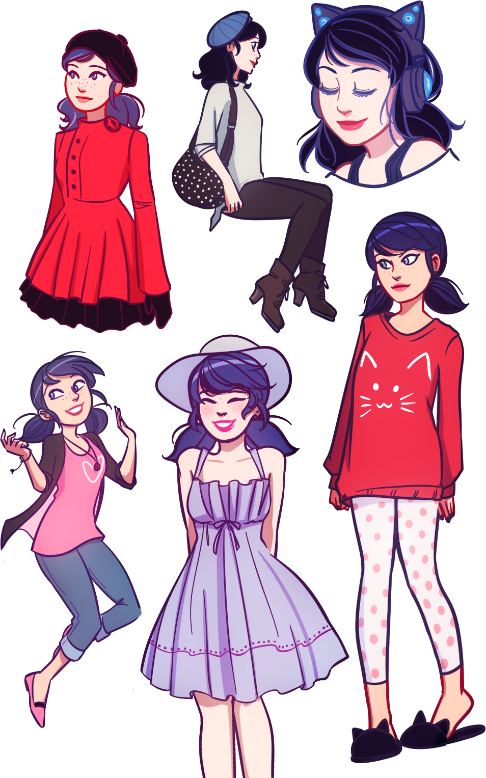 Marinette Dupain-cheng/ladybug - Miraculous Ladybug Marinette Outfits (954x1527), Png Download