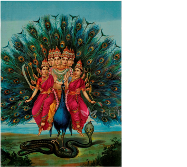The Abode Where God Skanda Got Married - Raja Ravi Varma Famous Painting (760x350), Png Download