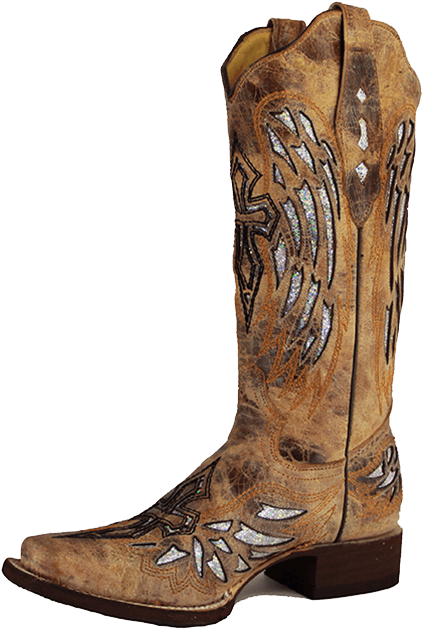 Cowboy Boots Png - Cowtown Boots Cowtown Ladies Glitter Wings Cowgirl (616x667), Png Download