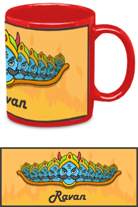 Cool Blue Ravan Dussehra Red Patch Mug - Mug (284x426), Png Download