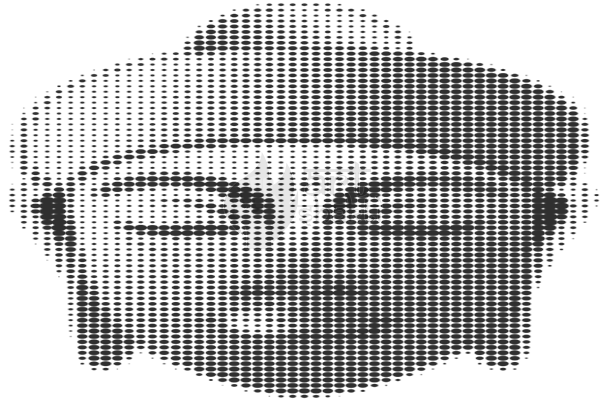 Abstract Grey Buddha B/w Halftone Design - Illustration (606x402), Png Download