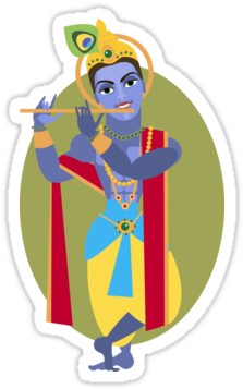 Krishna Flute With Peacock Feather Png Illustration - Khrisna Vektor (375x360), Png Download