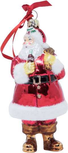Coca-cola Santa W/sack Glass Ornament - Santa Claus (586x586), Png Download
