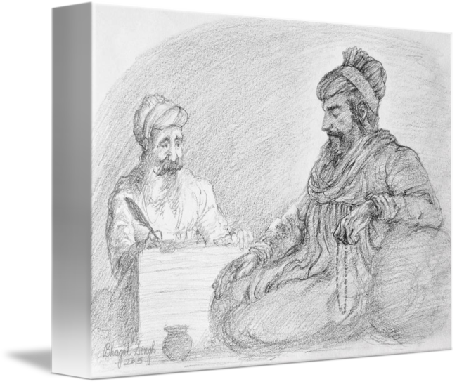 Creation Of Adi Granth Sketch Print Ready Stage 2 By - Sketch (650x547), Png Download