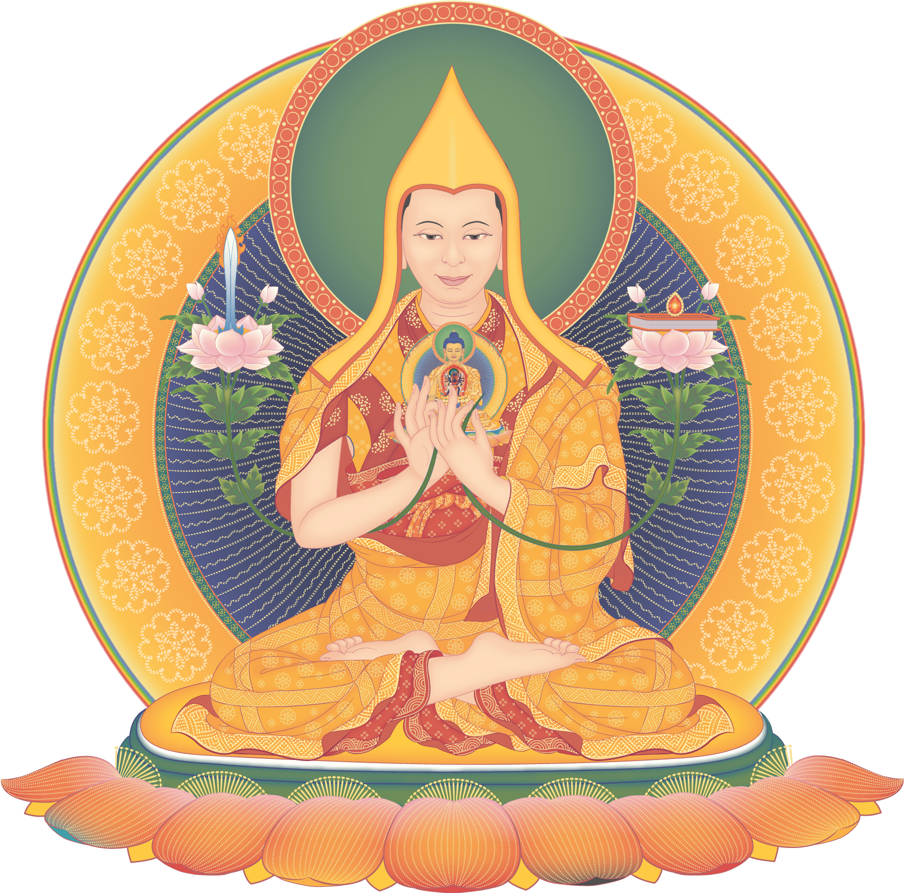 Guru Sumati Buddha Heruka - Tsong Kha Pa (1780x1745), Png Download
