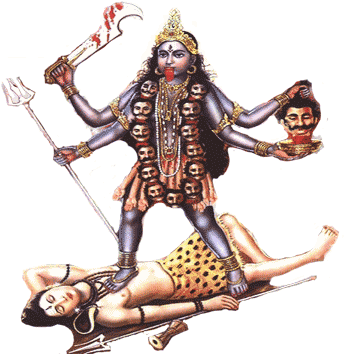 Maa Kali, Maa Kali Standing On Shiva - Maa Kali Photo Png (346x364), Png Download
