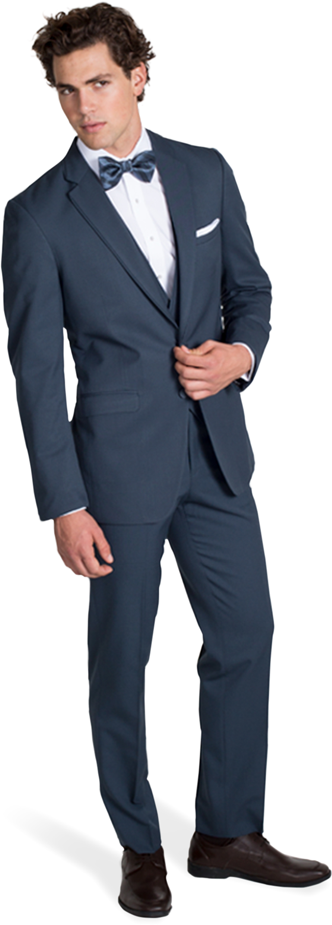 Slate Blue Notch Lapel Suit - Men Blue Suits Png (990x1980), Png Download