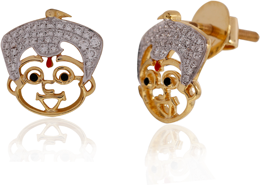 Cute Chota Bheem Gold Earrings - Chhota Bheem (1000x1000), Png Download