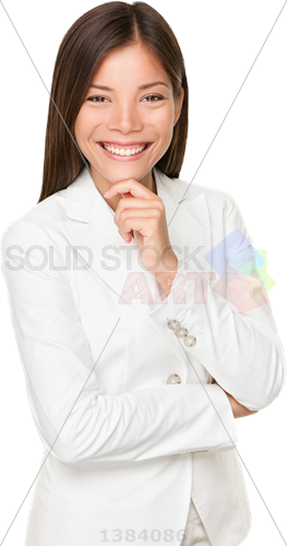 Confident Asian Brunette Businesswoman In White Suit - Photograph (263x500), Png Download