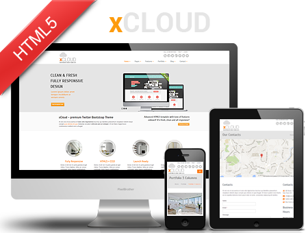 Xcloud - Bootstrap Template Free Html5 (450x340), Png Download