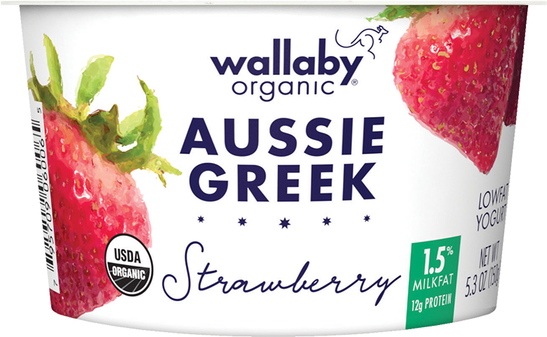 Wallaby Strawberry Organic Greek Low Fat Yogurt - Wallaby Greek Yogurt (800x502), Png Download
