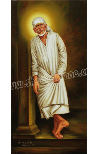 Sai-baba - Sai Baba Painting Art (350x516), Png Download