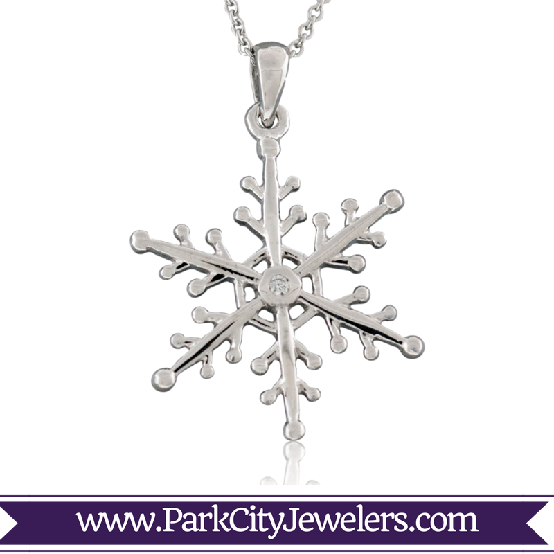 Single Diamond Snowflake Necklace (800x800), Png Download