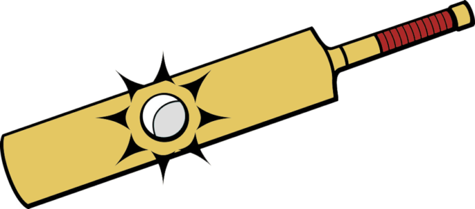 Cricket Batsman Clipart Png - Cartoon Cricket Bat Transparent (690x304), Png Download