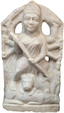 Brass Durga On Lion - Stone Carving (300x400), Png Download