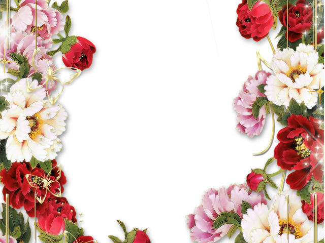 Flowers Borders Png Transparent Images - Golden Flower Border Frame (640x480), Png Download